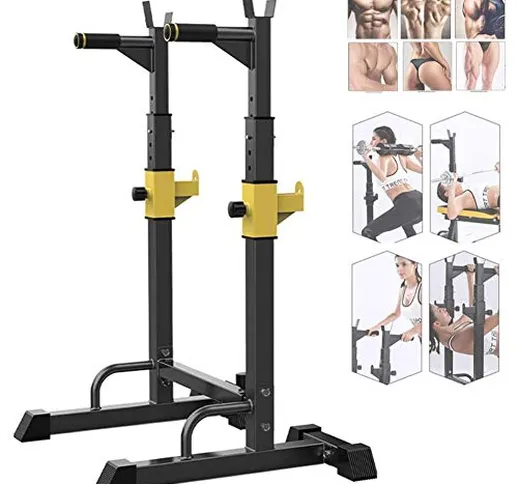 YLCJ Rack per Squat Bar con Pesi Multifunzione Regolabili, Panca con bilanciere Senza bila...