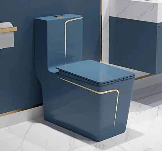 XOBODI WC Blu, WC Moderno E Minimalista in Ceramica Colorata, WC Monoblocco a Doppio Sciac...