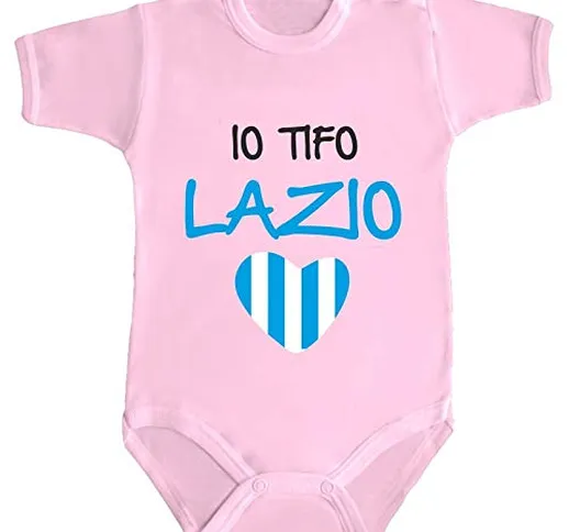 Body Neonato Bimba Bimbo bebé Pigiama IO TIFO Lazio (Rosa, 6 Mesi)