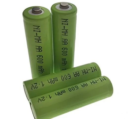 Trango TG1000 - 4 batterie Ni-MH tipo AA da 600 mAh, 1,2 V, ricaricabili, per lampade a ri...