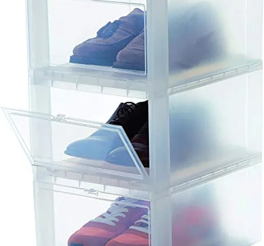 Iris Ohyama, set di 3 scatole di scarpe / scatole di immagazzinaggio per scarpe - goccia f...