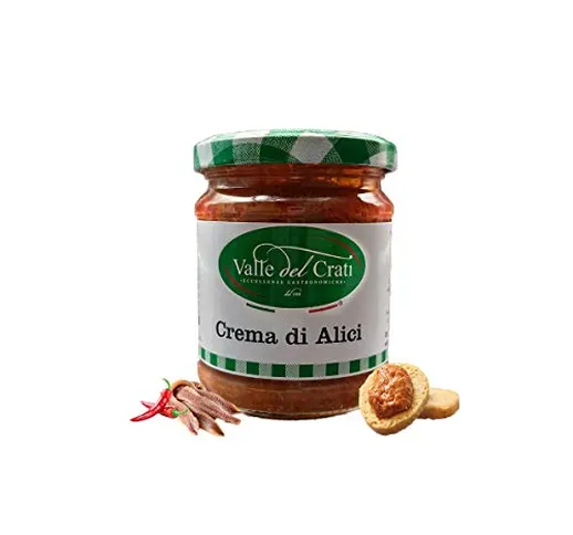 Crema di Alici Spalmabile, Crema con Alici e Peperoncino Piccante Calabrese Triturate in O...