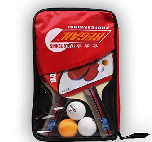 HNHT Set da Ping-Pong, Set di Racchette da Ping Pong Professionale con 2 Mazze E 3 Palline...