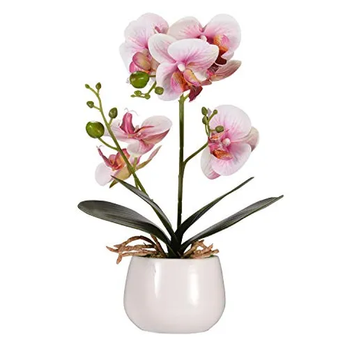 Asvert Phalaenopsis Fiori Orchidea piantina Finta con Vaso Artificiali Vaso di Orchidee Bo...