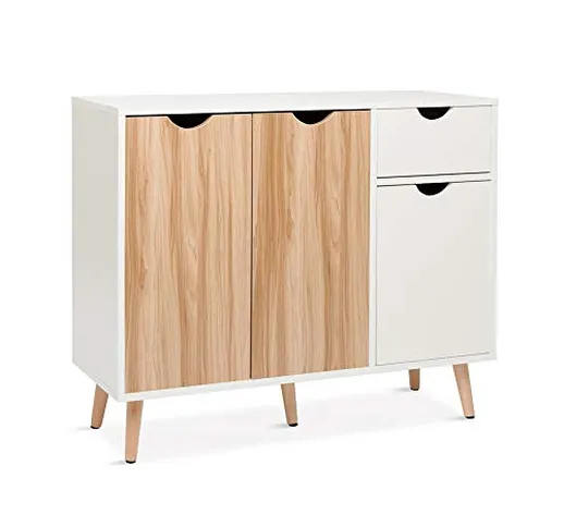 Meerveil Madia Moderna, Credenza Cucina con 3 Ante 1 cassetti per Soggiorno Cucina Corrido...