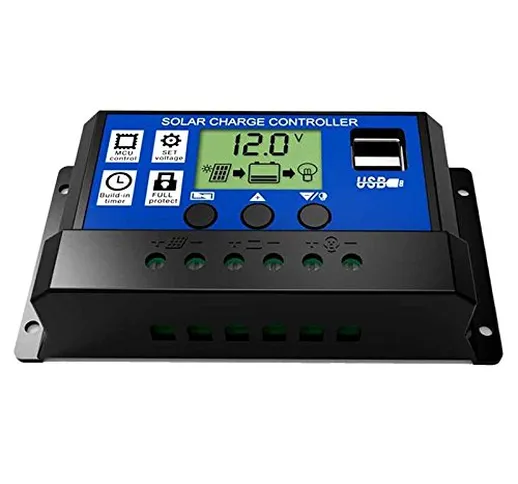 SODIAL 30A 12V / 24V LCD Intelligenza Auto Regolare PWM batteria regolatore di carica sola...