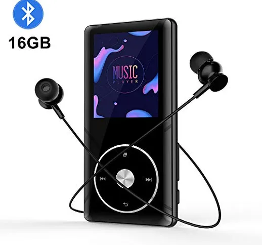 Lettore MP3 16GB con Bluetooth 4.0 Musicale MP3 Audio Player con Radio FM Registratore Vid...