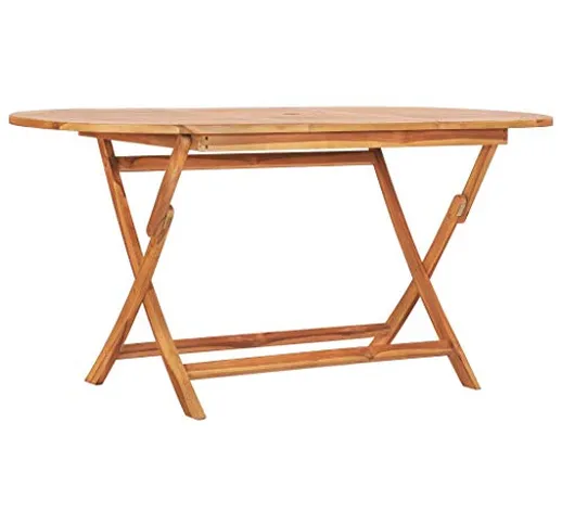vidaXL - Tavolo da giardino pieghevole, 160 x 80 x 75 cm, in legno massello di teak