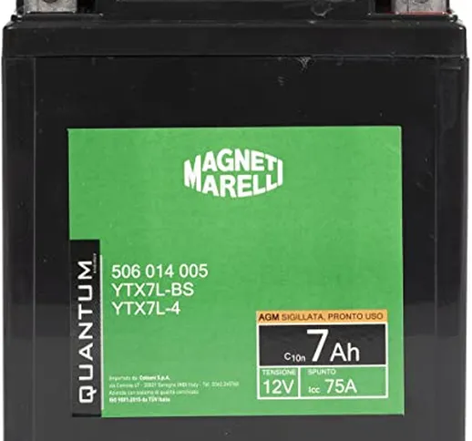 Magneti marelli batteria moto e scooter 7AH 12V 75A tecnologia AGM sigillata polo positivo...