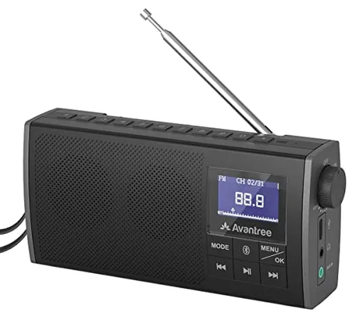 Avantree Soundbyte 860s Portatile Radio FM con Altoparlante Bluetooth 5.0, Lettore MP3 e S...