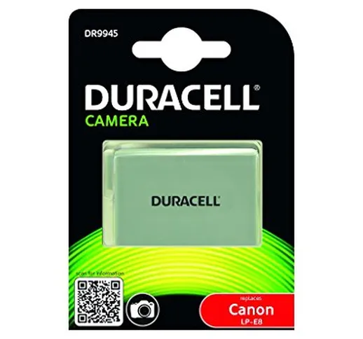 Duracell DR9945 Batteria per Canon LP-E8, 7.4 V, 1020 mAh, Bianco