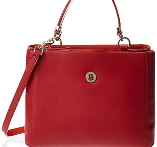Tommy Hilfiger TH Smooth Tommy Med Satchel, Borse Donna, Rosa (Haute Red Mix), 1x1x1 centi...