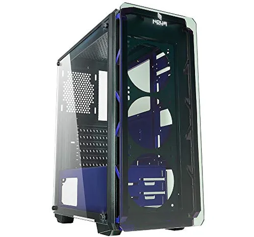 Noua Cool G4 Blu Case ATX per PC Gaming Frontale Tempered Glass 0.60MM SPCC 3*USB3.0/2.0 P...