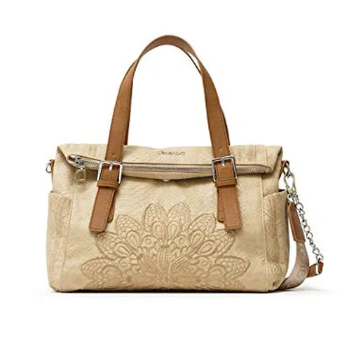 Desigual PU Hand Bag, Borsa a Mano. Donna, Marrone, U