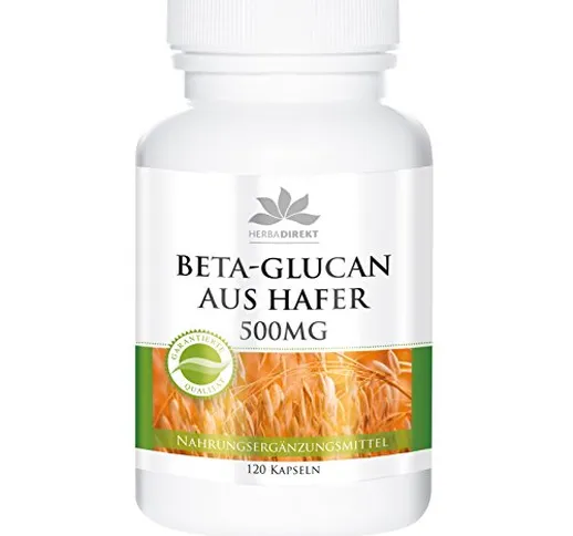 Beta glucano 500mg - 120 capsule - 70% di polisaccaridi - Senza additivi