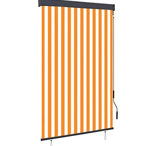 vidaXL - Tenda avvolgibile per esterni, 120 x 250 cm, colore: Bianco/Arancione