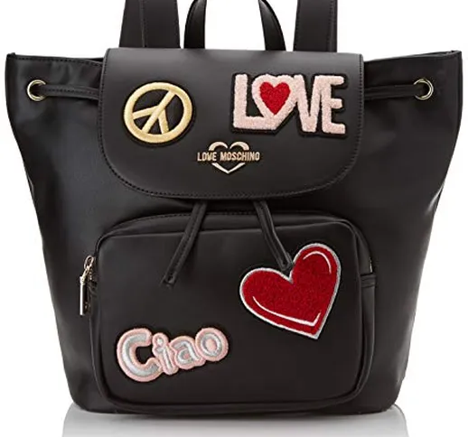 Love Moschino Pu, Borsa a Zainetto Donna, Nero (Nero), 15x10x15 cm (W x H x L)