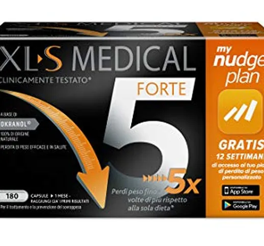 XLS Medical Forte 5 Capsule per la Perdita di Peso Donna e Uomo, 180 capsule