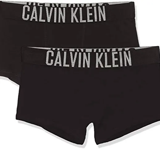 Calvin Klein 2 Pack Trunks Boxer, Nero (Black 001), Unica (Taglia Produttore: 14-16) Bambi...