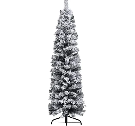 Albero di Natale Slim innevato Artificiale Bianco Stretto Alto cm150 180 210 240 Decorazio...