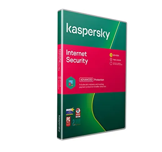 Kaspersky Internet Security 2018 | 3 Dispositivi | 1 Anno | PC/Mac/Android | Codice all'in...