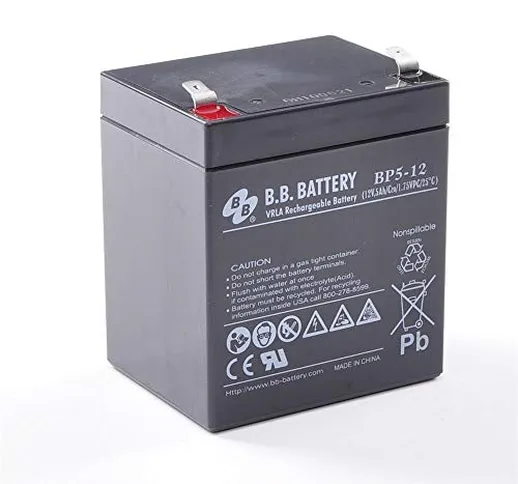 Pila batteria Ricaricabile Ermetica 12V 5Ah -(mm) 90x70x101(h) UPS VRLA
