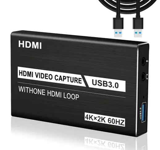 Ozvavzk Scheda di Acquisizione Video HDMI USB 3.0 Game Capture Card in 1080P 60fps per Str...