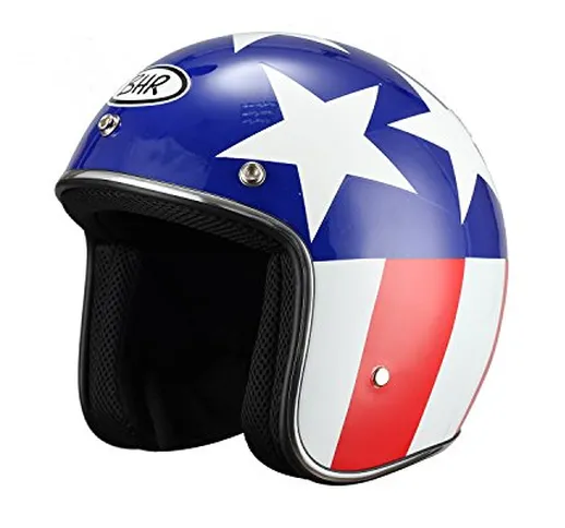 CASCO MOTO BHR JET MOD RETRO' 711 COLORI BANDIERA USA TAGLIA XL