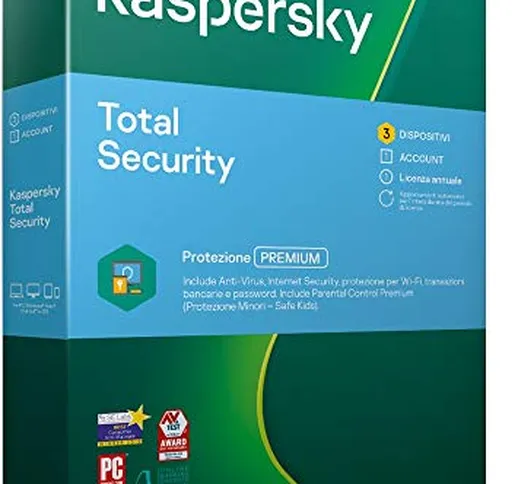 Kaspersky Total Security 2021 | 3 Dispositivo | 1 Anno | PC / Mac / Android  | Codice di a...