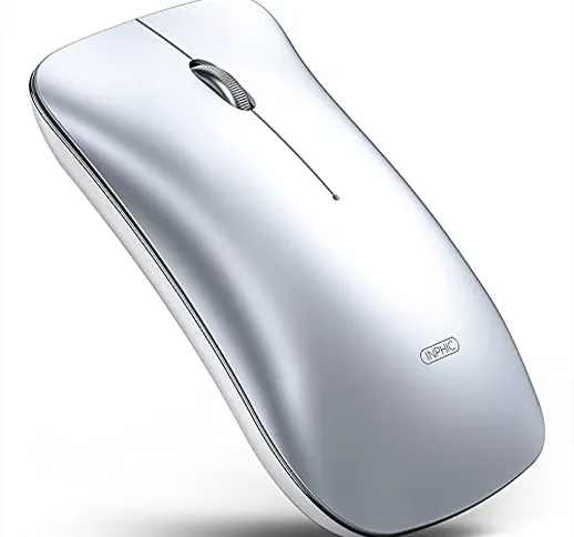 Inphic Mouse Bluetooth, Mouse Wireless Ricaricabile Silenzioso Multidispositivo (modalità...