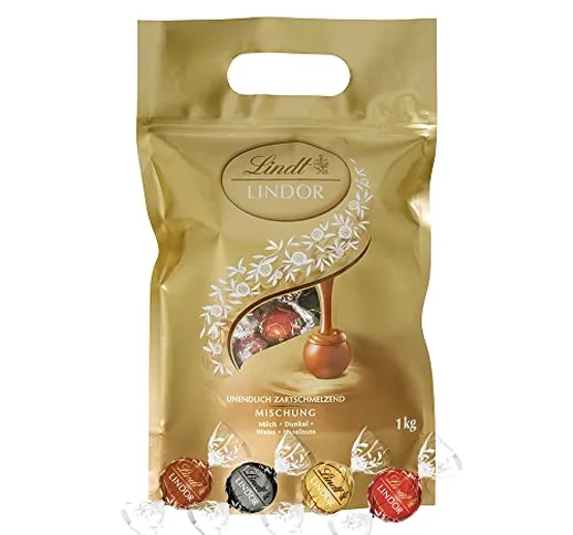 Lindt LINDOR Praline di Cioccolato al Latte, Fondente, Bianco, Nocciola, 80 Cioccolatini,...