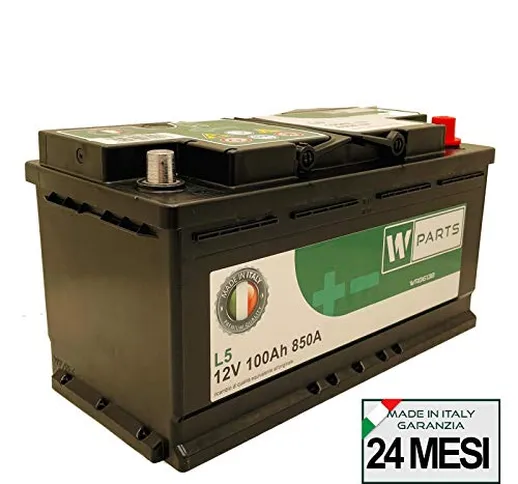 W-Parts Batteria Auto 100 Ah - 850A Spunto | Garanzia Italia | 353x175x190 | 100Ah |