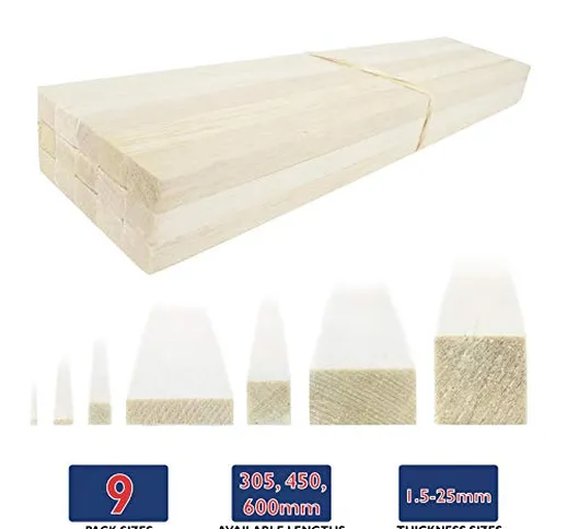 War World Scenics Listelle Quadrate di Legno di Balsa per Modellismo 1.5mmx1.5mmx305mm Pac...