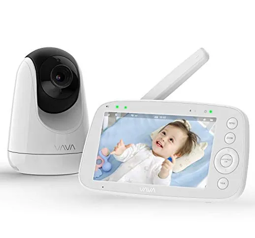 Baby Monitor, VAVA 720P 5"Monitor video HD con videocamera e audio, Schermo IPS, Portata 9...