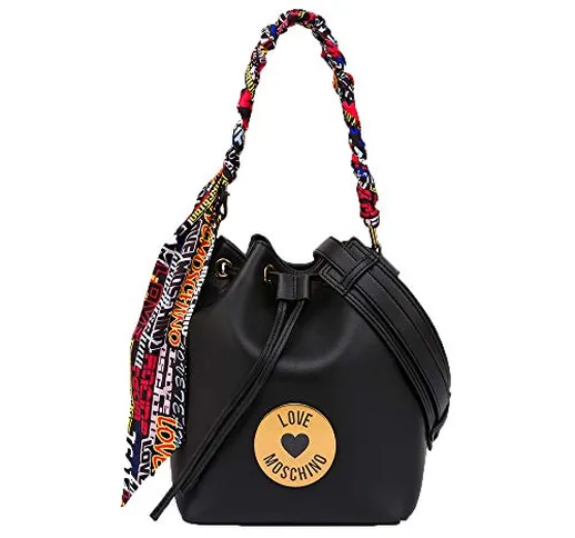 Love Moschino Borsa secchiello nero manico foulard tracolla lunga