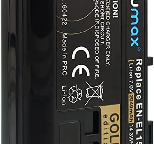 Blumax Gold Edition batteria sostituisce Nikon EN-EL15 EN-EL15a EN-EL15b EN-EL15c 2040mAh...