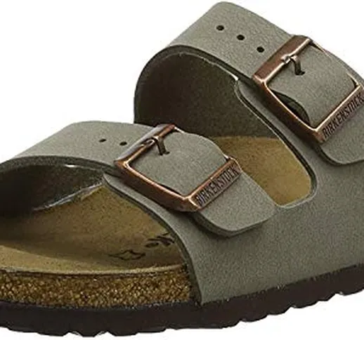 Birkenstock Arizona Birko-Flor Nubuck, Sandali Unisex-Adulto, Beige (Stone Nubuk), 40