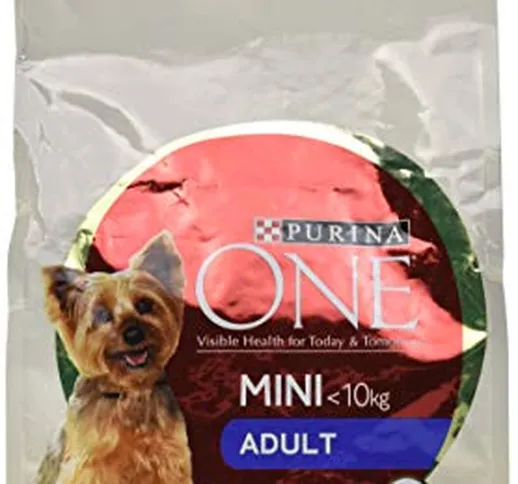 Purina One Mini Crocchette Cane Adult Ricco in Manzo, con Riso, per Cani fino a 10 kg, 1.5...