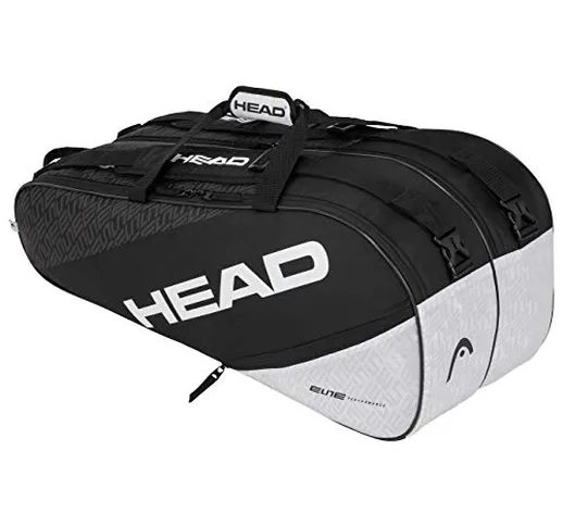 HEAD Elite 9R Supercombi, Borsa per Racchetta Unisex Adulto, Nero/Bianca