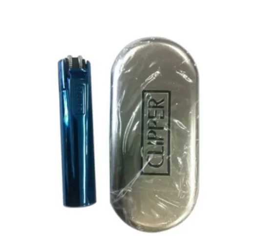 CLIPPER ACCENDINO METALLO FLINT IN COLORE BLU ICY BY TRENDZ