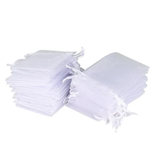 Wolfteeth 100 pz Sacchetti Regalo Caramella Organza Borse 9 x 12 cm con Coulisse per porta...