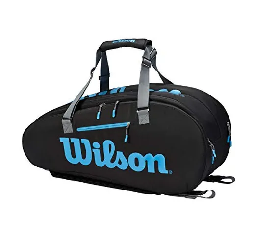 Wilson Borsa da Tennis Ultra, 6 Scomparti, Fino a 9 Racchette, Blu, WR8009401001