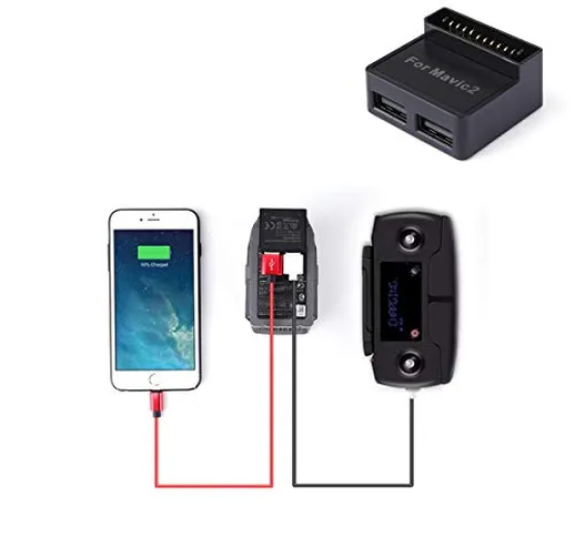 Tineer Adattatore per caricabAdattatore per caricabatteria Mavic 2 USB, adattatore per bat...