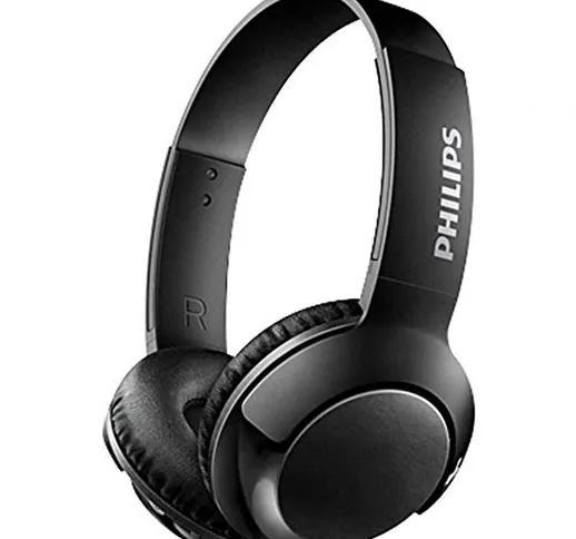 Philips SHB3075BK/00 Cuffie Auricolari On Ear, Bluetooth, Bass+, Senza Cavi, Microfono, Ne...