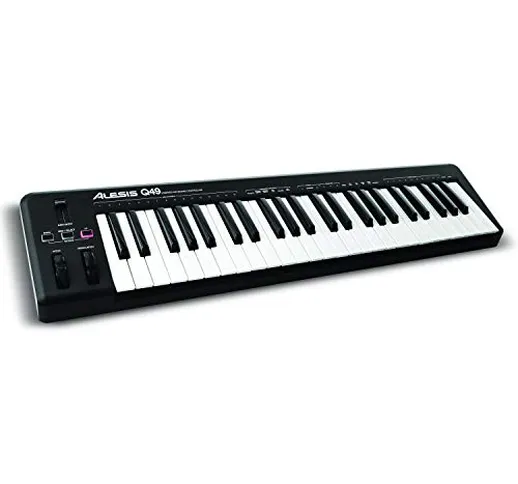 Alesis Q49 - Tastiera MIDI Controller USB con 49 Tasti Sensibili alla Dinamica, Pitch & Mo...