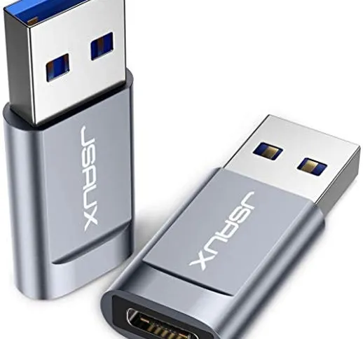 JSAUX Adattatore USB C a USB 3.0[2 Pezzi], Adattatore USB Tipo C Femmina a USB A Maschio C...