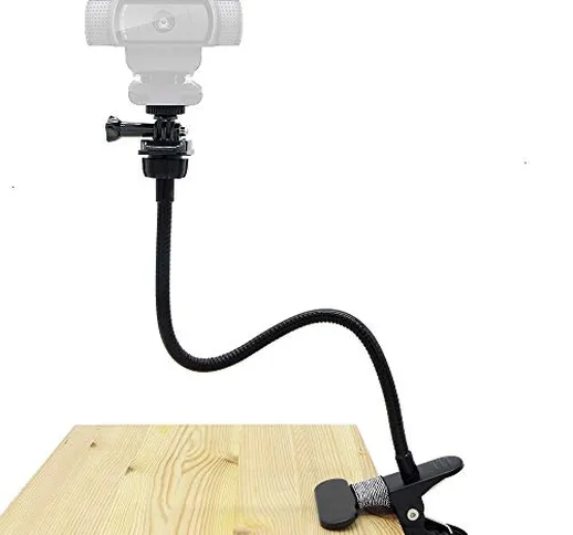 Supporto da scrivania per webcam da 38,1 cm, supporto flessibile a collo d'oca per webcam...