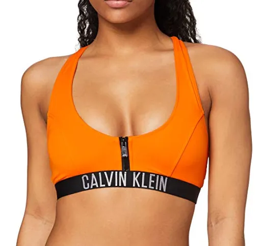 Calvin Klein Zip Bralette-RP Bikini, Arancione Mandarino, S Donna