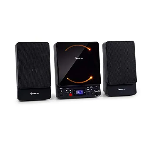 AUNA Microstar - Micro Impianto Verticale, Lettore CD, Bluetooth, Casse Stereo, USB, FM, A...