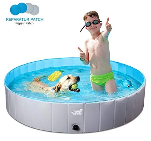 Toozey Piscina per Cani, 80cm / 120cm/ 160cm Piscina Pieghevole per Cani Grandi e Piccoli,...